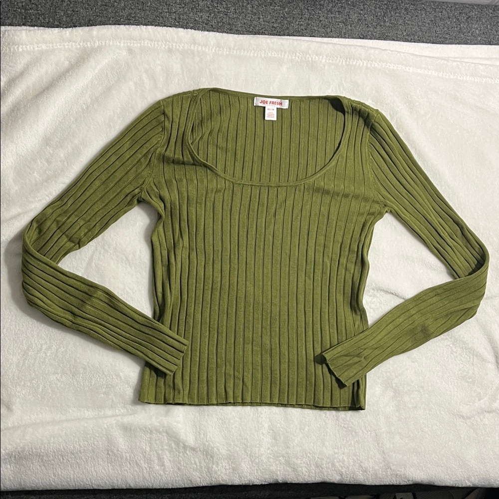 Joe Fresh Olive Ribbed Knit Top
